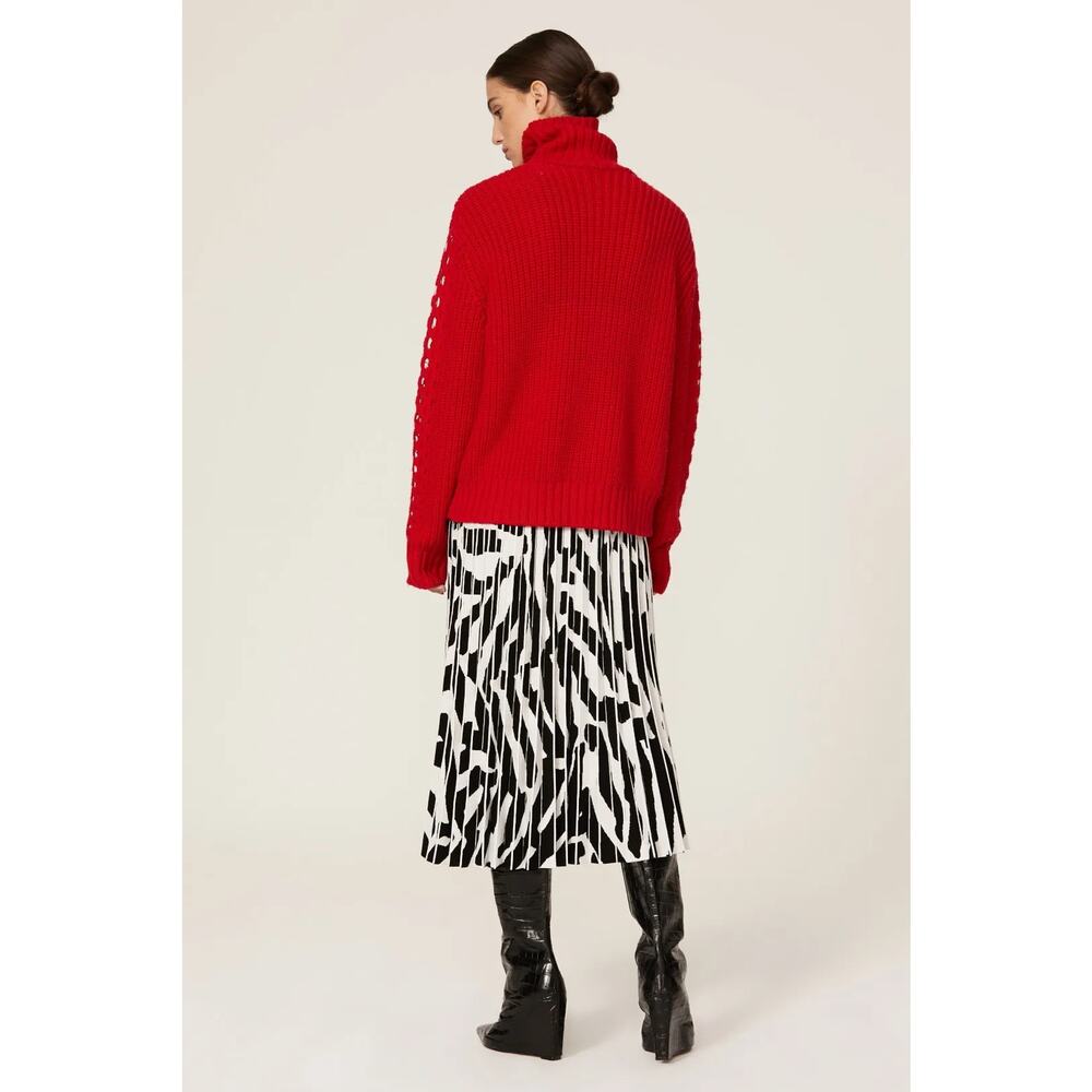 Jason Wu Interlocked Turtleneck Sweater Red‎ Size Large - Picture 3 of 9